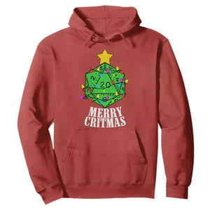 Christmas Gamer Hoodie Merry Critmas D20 RPG Gaming Xmas Tree TS02 Red Print Your Wear