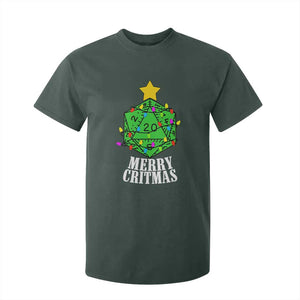 Christmas Gamer T Shirt For Kid Merry Critmas D20 RPG Gaming Xmas Tree TS02 Dark Forest Green Print Your Wear