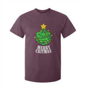 Christmas Gamer T Shirt For Kid Merry Critmas D20 RPG Gaming Xmas Tree TS02 Maroon Print Your Wear