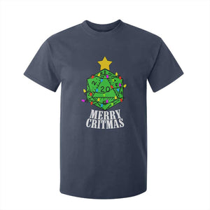 Christmas Gamer T Shirt For Kid Merry Critmas D20 RPG Gaming Xmas Tree TS02 Navy Print Your Wear