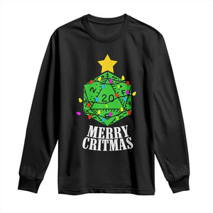 Christmas Gamer Long Sleeve Shirt Merry Critmas D20 RPG Gaming Xmas Tree TS02 Black Print Your Wear