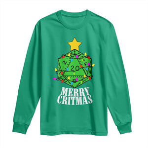 Christmas Gamer Long Sleeve Shirt Merry Critmas D20 RPG Gaming Xmas Tree TS02 Irish Green Print Your Wear