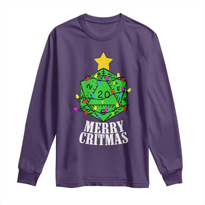 Christmas Gamer Long Sleeve Shirt Merry Critmas D20 RPG Gaming Xmas Tree TS02 Purple Print Your Wear