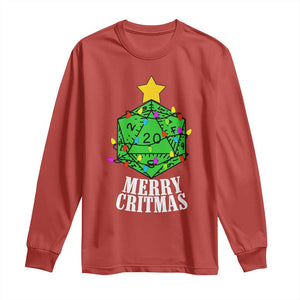 Christmas Gamer Long Sleeve Shirt Merry Critmas D20 RPG Gaming Xmas Tree TS02 Red Print Your Wear