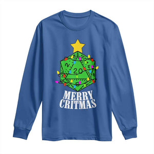 Christmas Gamer Long Sleeve Shirt Merry Critmas D20 RPG Gaming Xmas Tree TS02 Royal Blue Print Your Wear