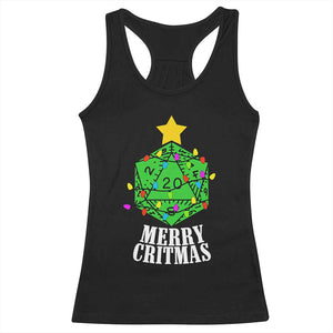 Christmas Gamer Racerback Tank Top Merry Critmas D20 RPG Gaming Xmas Tree TS02 Black Print Your Wear