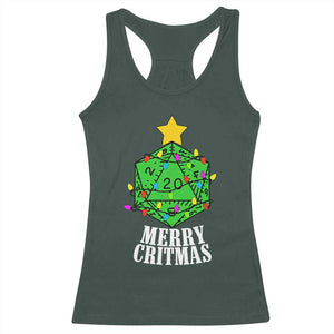 Christmas Gamer Racerback Tank Top Merry Critmas D20 RPG Gaming Xmas Tree TS02 Dark Forest Green Print Your Wear