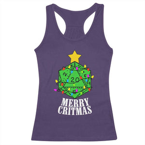 Christmas Gamer Racerback Tank Top Merry Critmas D20 RPG Gaming Xmas Tree TS02 Purple Print Your Wear