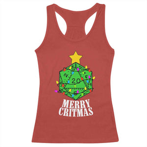 Christmas Gamer Racerback Tank Top Merry Critmas D20 RPG Gaming Xmas Tree TS02 Red Print Your Wear