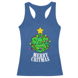 Christmas Gamer Racerback Tank Top Merry Critmas D20 RPG Gaming Xmas Tree TS02 Royal Blue Print Your Wear