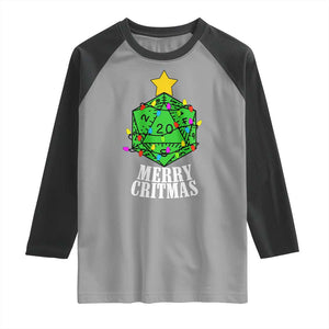 Christmas Gamer Raglan Shirt Merry Critmas D20 RPG Gaming Xmas Tree TS02 Sport Gray Black Print Your Wear