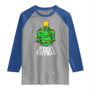 Christmas Gamer Raglan Shirt Merry Critmas D20 RPG Gaming Xmas Tree TS02 Sport Gray Royal Print Your Wear