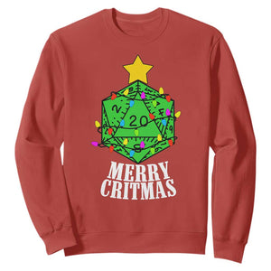 Christmas Gamer Sweatshirt Merry Critmas D20 RPG Gaming Xmas Tree TS02 Red Print Your Wear