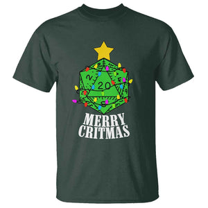 Christmas Gamer T Shirt Merry Critmas D20 RPG Gaming Xmas Tree TS02 Dark Forest Green Print Your Wear