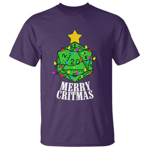 Christmas Gamer T Shirt Merry Critmas D20 RPG Gaming Xmas Tree TS02 Purple Print Your Wear