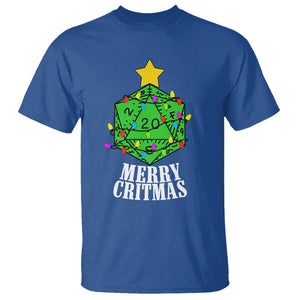 Christmas Gamer T Shirt Merry Critmas D20 RPG Gaming Xmas Tree TS02 Royal Blue Print Your Wear