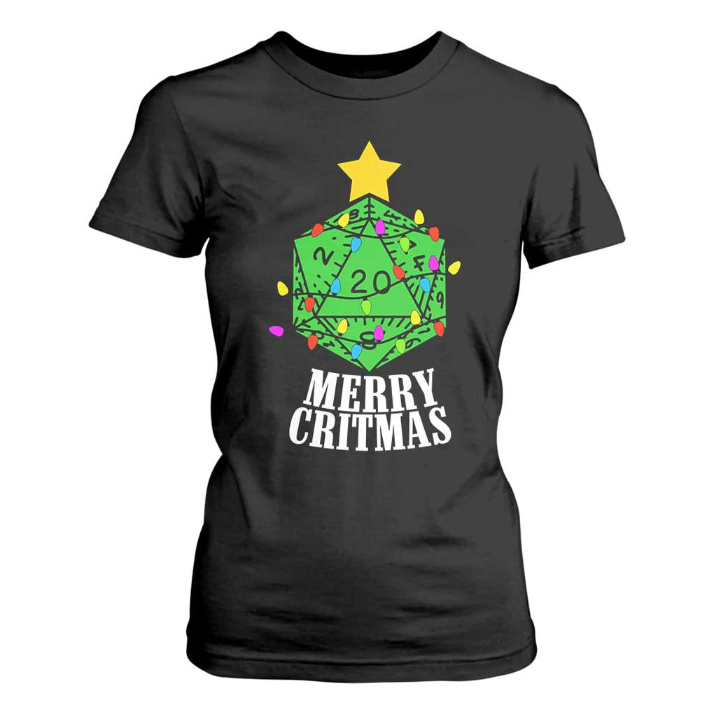 Christmas Gamer T Shirt For Women Merry Critmas D20 RPG Gaming Xmas Tree TS02 Black Print Your Wear