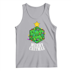 Christmas Gamer Tank Top Merry Critmas D20 RPG Gaming Xmas Tree TS02 Athletic Heather Print Your Wear