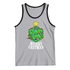 Christmas Gamer Tank Top Merry Critmas D20 RPG Gaming Xmas Tree TS02 Athletic Heather Black Print Your Wear