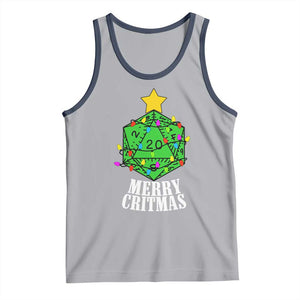 Christmas Gamer Tank Top Merry Critmas D20 RPG Gaming Xmas Tree TS02 Athletic Heather Navy Print Your Wear