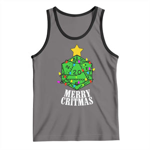 Christmas Gamer Tank Top Merry Critmas D20 RPG Gaming Xmas Tree TS02 Deep Heather Black Print Your Wear