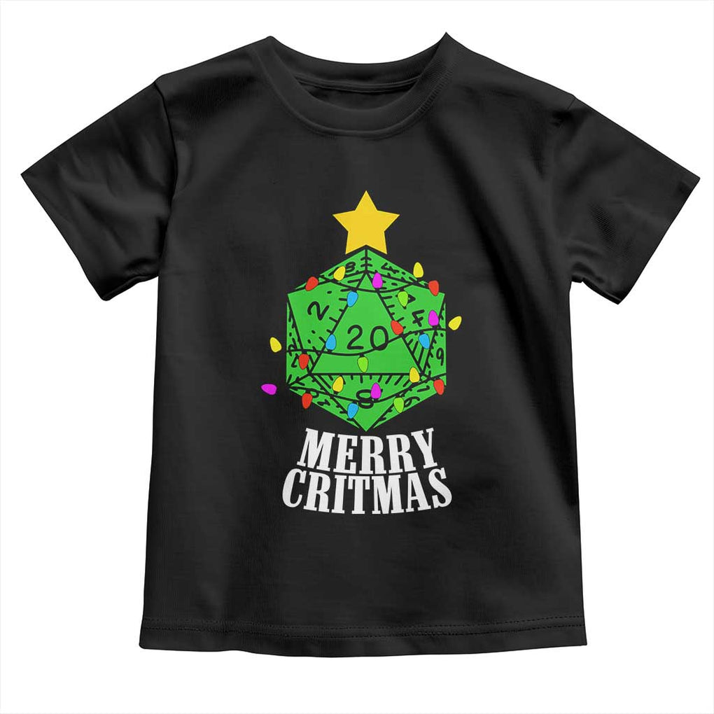 Christmas Gamer Toddler T Shirt Merry Critmas D20 RPG Gaming Xmas Tree TS02 Black Print Your Wear