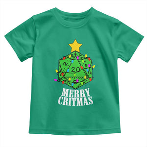 Christmas Gamer Toddler T Shirt Merry Critmas D20 RPG Gaming Xmas Tree TS02 Irish Green Print Your Wear