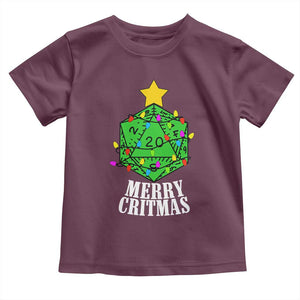 Christmas Gamer Toddler T Shirt Merry Critmas D20 RPG Gaming Xmas Tree TS02 Maroon Print Your Wear