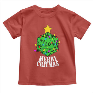 Christmas Gamer Toddler T Shirt Merry Critmas D20 RPG Gaming Xmas Tree TS02 Red Print Your Wear