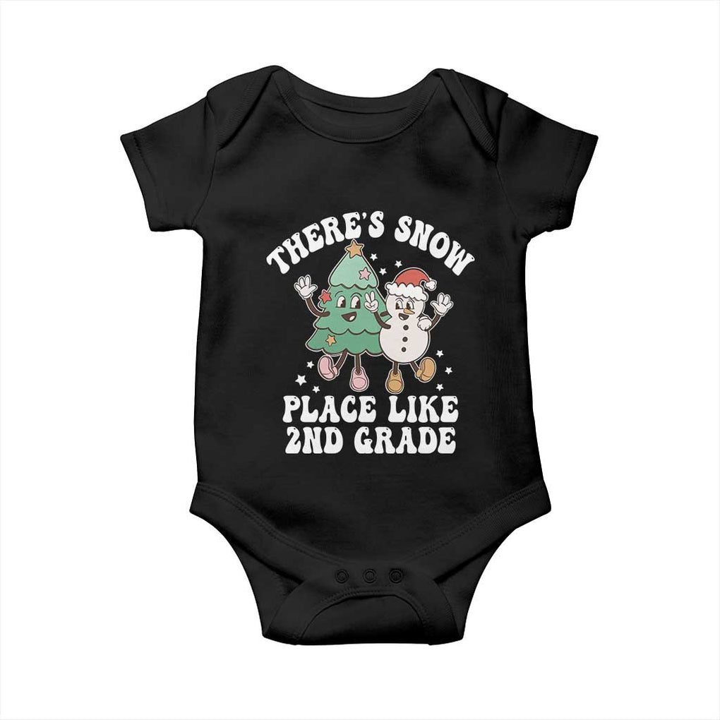 Christmas Teacher Baby Onesie Theres Snow Place Like 2nd Grade Merry Xmas Retro Groovy TS02 Black Print Your Wear