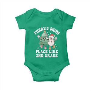 Christmas Teacher Baby Onesie Theres Snow Place Like 2nd Grade Merry Xmas Retro Groovy TS02 Irish Green Print Your Wear