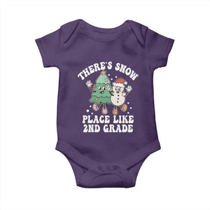 Christmas Teacher Baby Onesie Theres Snow Place Like 2nd Grade Merry Xmas Retro Groovy TS02 Purple Print Your Wear