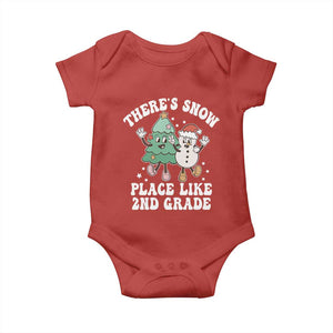 Christmas Teacher Baby Onesie Theres Snow Place Like 2nd Grade Merry Xmas Retro Groovy TS02 Red Print Your Wear