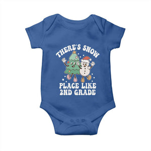 Christmas Teacher Baby Onesie Theres Snow Place Like 2nd Grade Merry Xmas Retro Groovy TS02 Royal Blue Print Your Wear