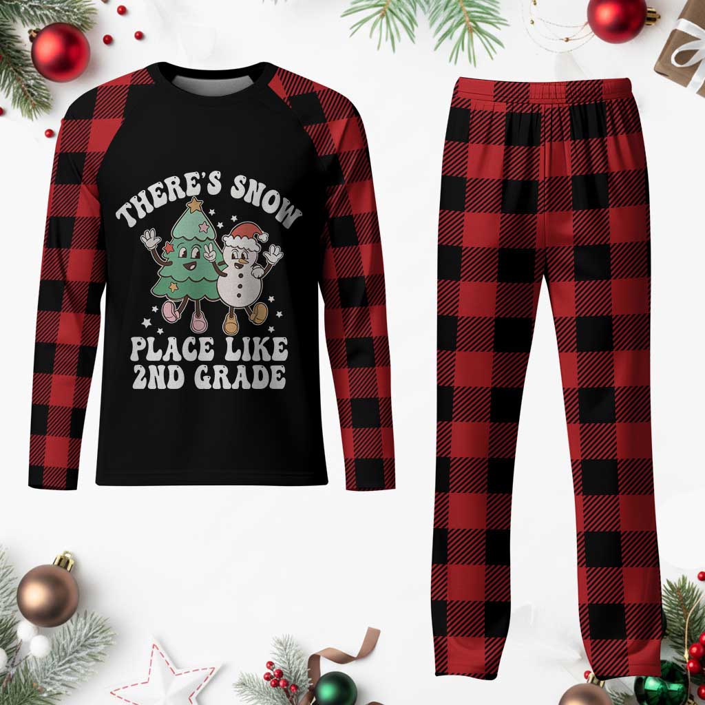 Christmas Teacher Plaid Pajama Set Theres Snow Place Like 2nd Grade Merry Xmas Retro Groovy TS02 Buffalo Plaid Print Your Wear