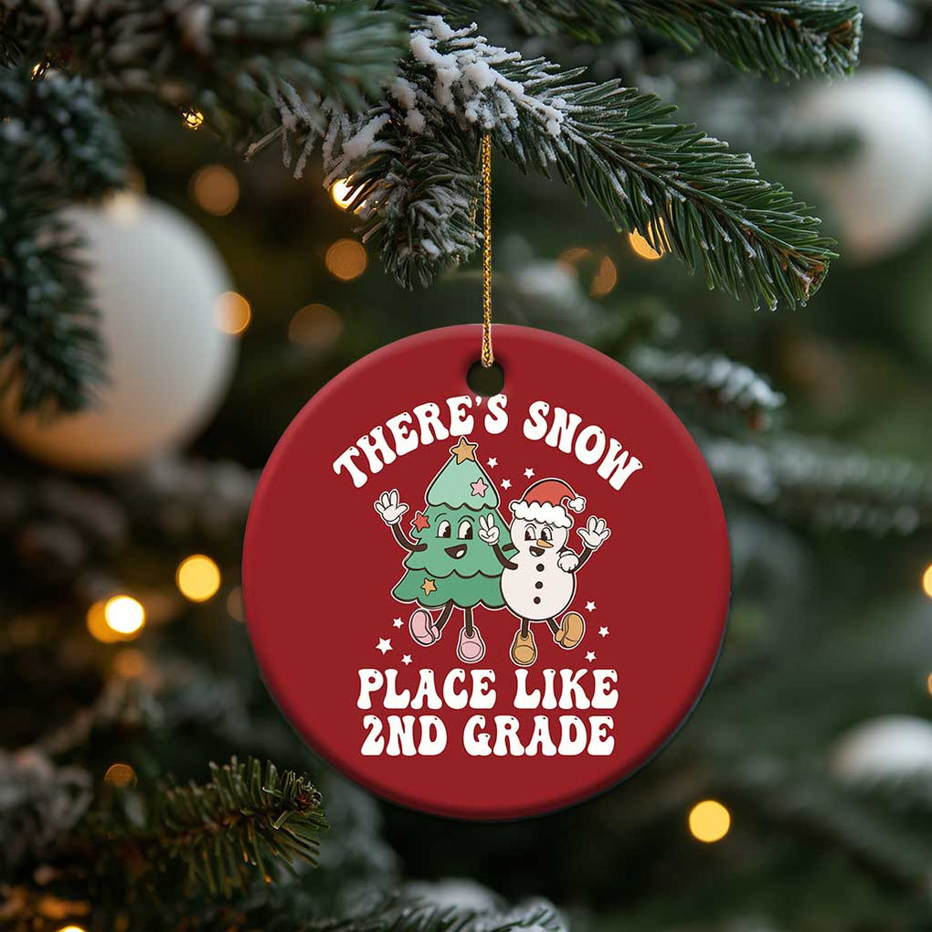 XmasTeacher Christmas Ornament Theres Snow Place Like 2nd Grade Merry Xmas Retro Groovy TS02 Print Your Wear