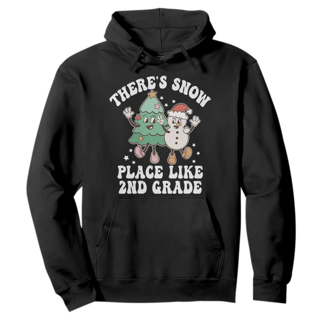 Christmas Teacher Hoodie Theres Snow Place Like 2nd Grade Merry Xmas Retro Groovy TS02 Black Print Your Wear