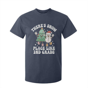 Christmas Teacher T Shirt For Kid Theres Snow Place Like 2nd Grade Merry Xmas Retro Groovy TS02 Navy Print Your Wear