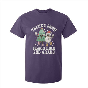 Christmas Teacher T Shirt For Kid Theres Snow Place Like 2nd Grade Merry Xmas Retro Groovy TS02 Purple Print Your Wear