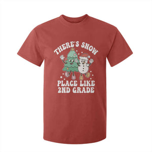 Christmas Teacher T Shirt For Kid Theres Snow Place Like 2nd Grade Merry Xmas Retro Groovy TS02 Red Print Your Wear