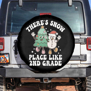 Christmas Teacher Spare Tire Cover Theres Snow Place Like 2nd Grade Merry Xmas Retro Groovy TS02 No hole Black Print Your Wear