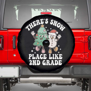 Christmas Teacher Spare Tire Cover Theres Snow Place Like 2nd Grade Merry Xmas Retro Groovy TS02 Black Print Your Wear