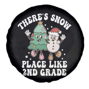 Christmas Teacher Spare Tire Cover Theres Snow Place Like 2nd Grade Merry Xmas Retro Groovy TS02 Print Your Wear