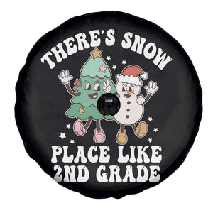 Christmas Teacher Spare Tire Cover Theres Snow Place Like 2nd Grade Merry Xmas Retro Groovy TS02 Print Your Wear