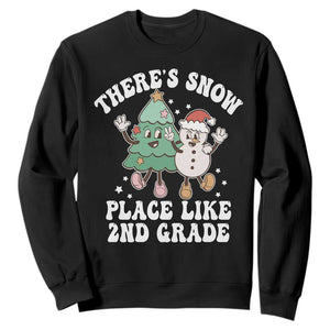 Christmas Teacher Sweatshirt Theres Snow Place Like 2nd Grade Merry Xmas Retro Groovy TS02 Black Print Your Wear