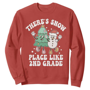 Christmas Teacher Sweatshirt Theres Snow Place Like 2nd Grade Merry Xmas Retro Groovy TS02 Red Print Your Wear