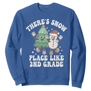 Christmas Teacher Sweatshirt Theres Snow Place Like 2nd Grade Merry Xmas Retro Groovy TS02 Royal Blue Print Your Wear