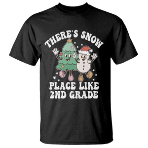 Christmas Teacher T Shirt Theres Snow Place Like 2nd Grade Merry Xmas Retro Groovy TS02 Black Print Your Wear