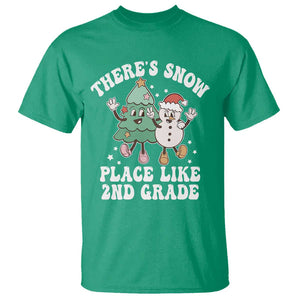 Christmas Teacher T Shirt Theres Snow Place Like 2nd Grade Merry Xmas Retro Groovy TS02 Irish Green Print Your Wear