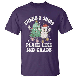 Christmas Teacher T Shirt Theres Snow Place Like 2nd Grade Merry Xmas Retro Groovy TS02 Purple Print Your Wear